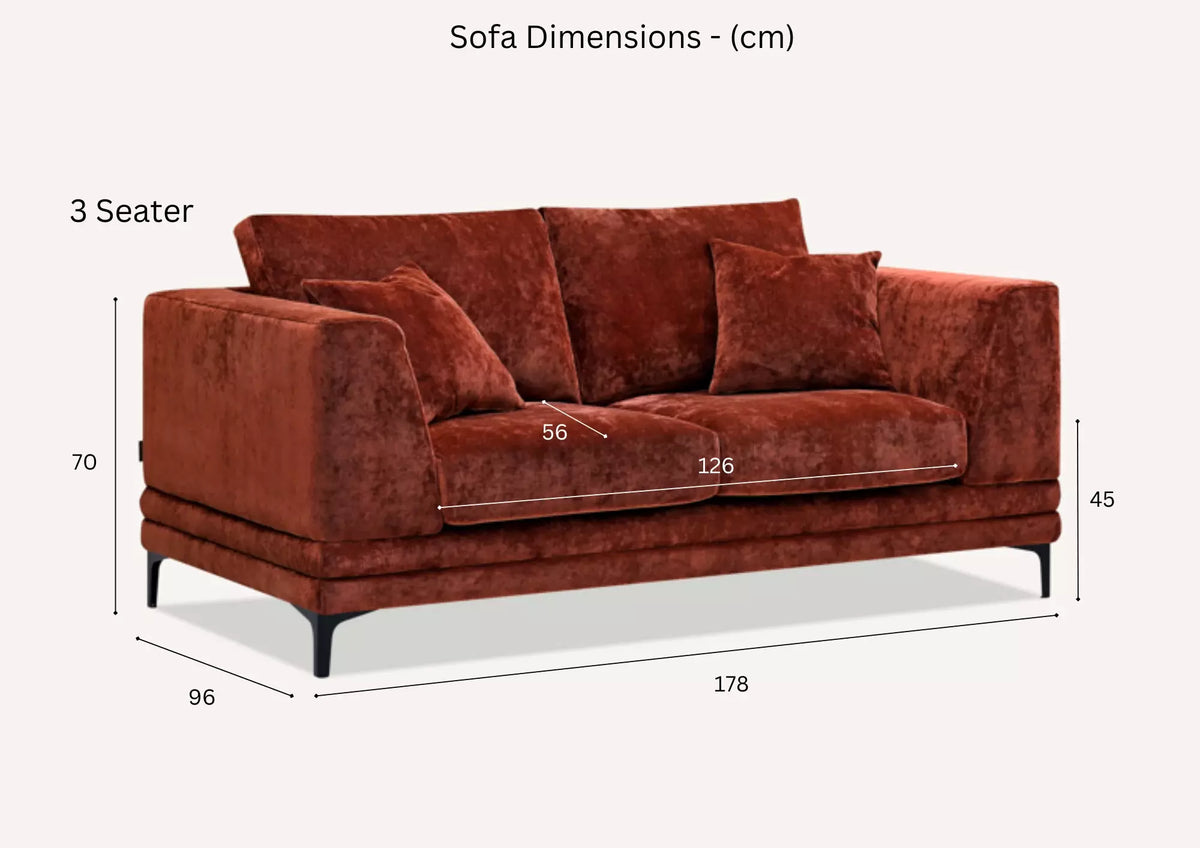 Lenox  Rust Orange Velvet Sofa