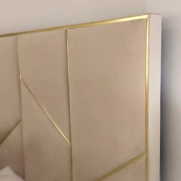Julius Gold and Silver  Abstract Accent strip Bed frame Optional Gas lift Storage