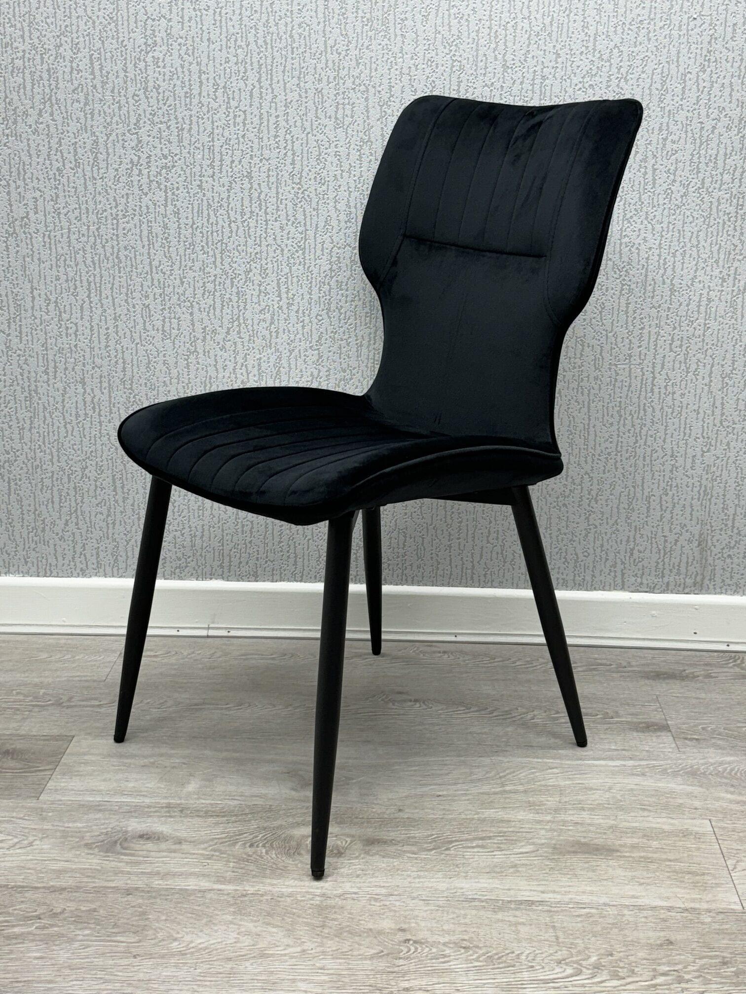 Windsor Winged Velvet Dining Chair Black Legs
