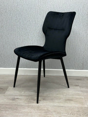 Windsor Winged Velvet Dining Chair Black Legs