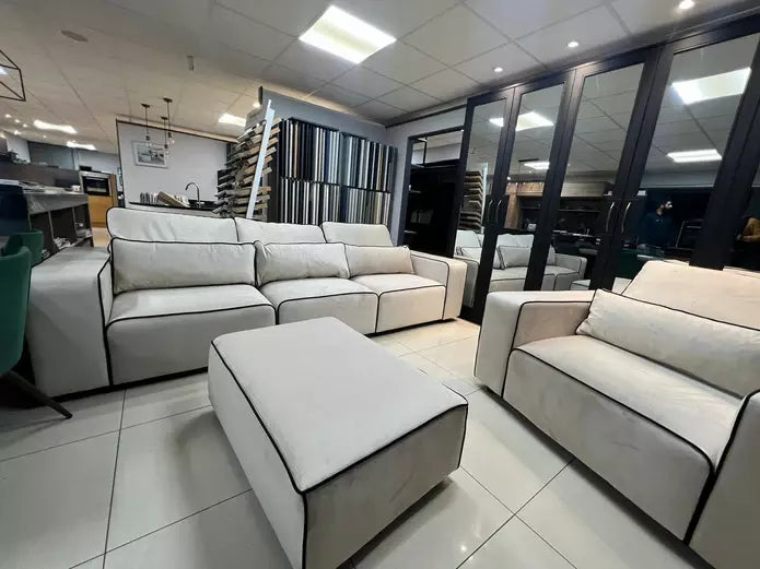 Sloane Merino 2-Tone Modular Sofa | Custom Contrast Piping | Velvet & Linen Options
