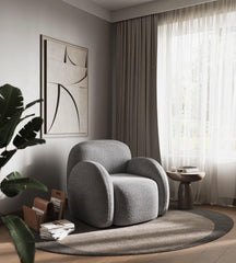 Adam Boucle Teddy Accent Chair in Cream and Grey
