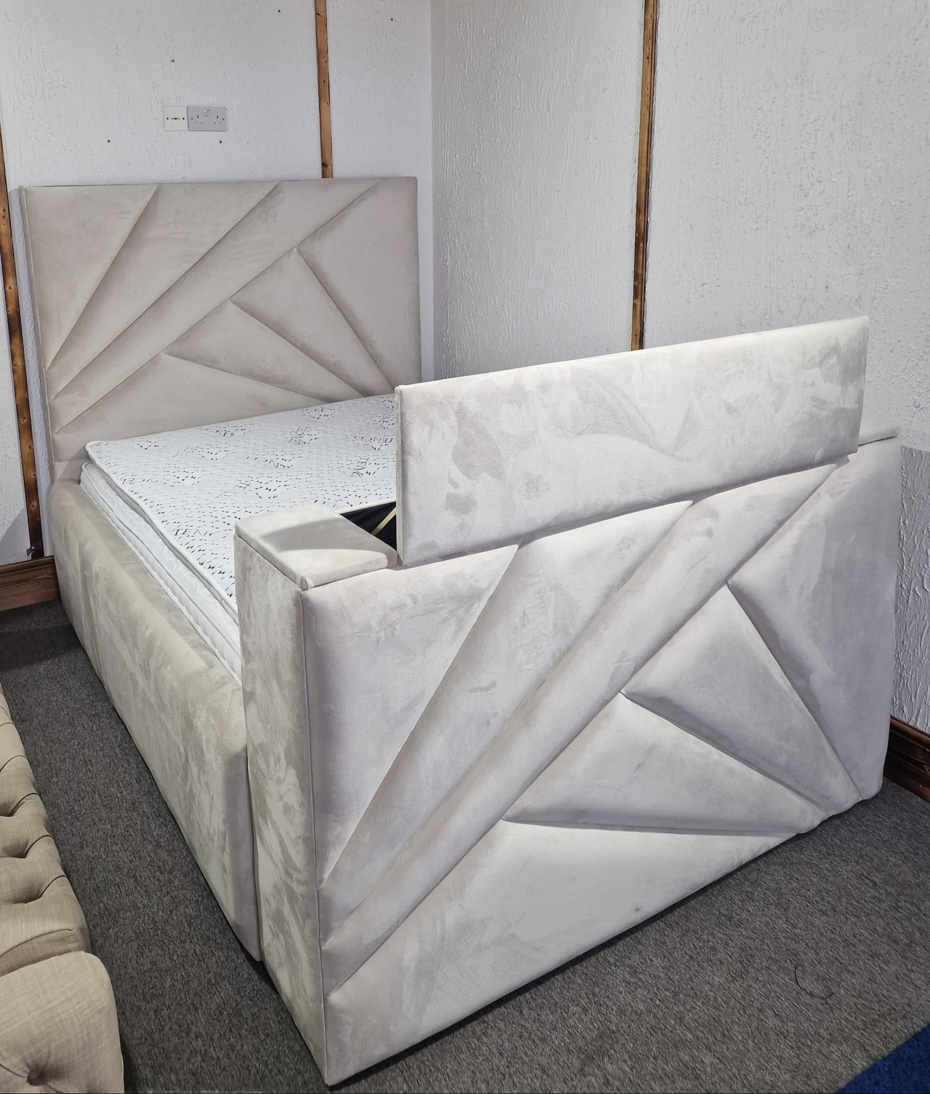 Geometric  Lined TV Bed matching foot board