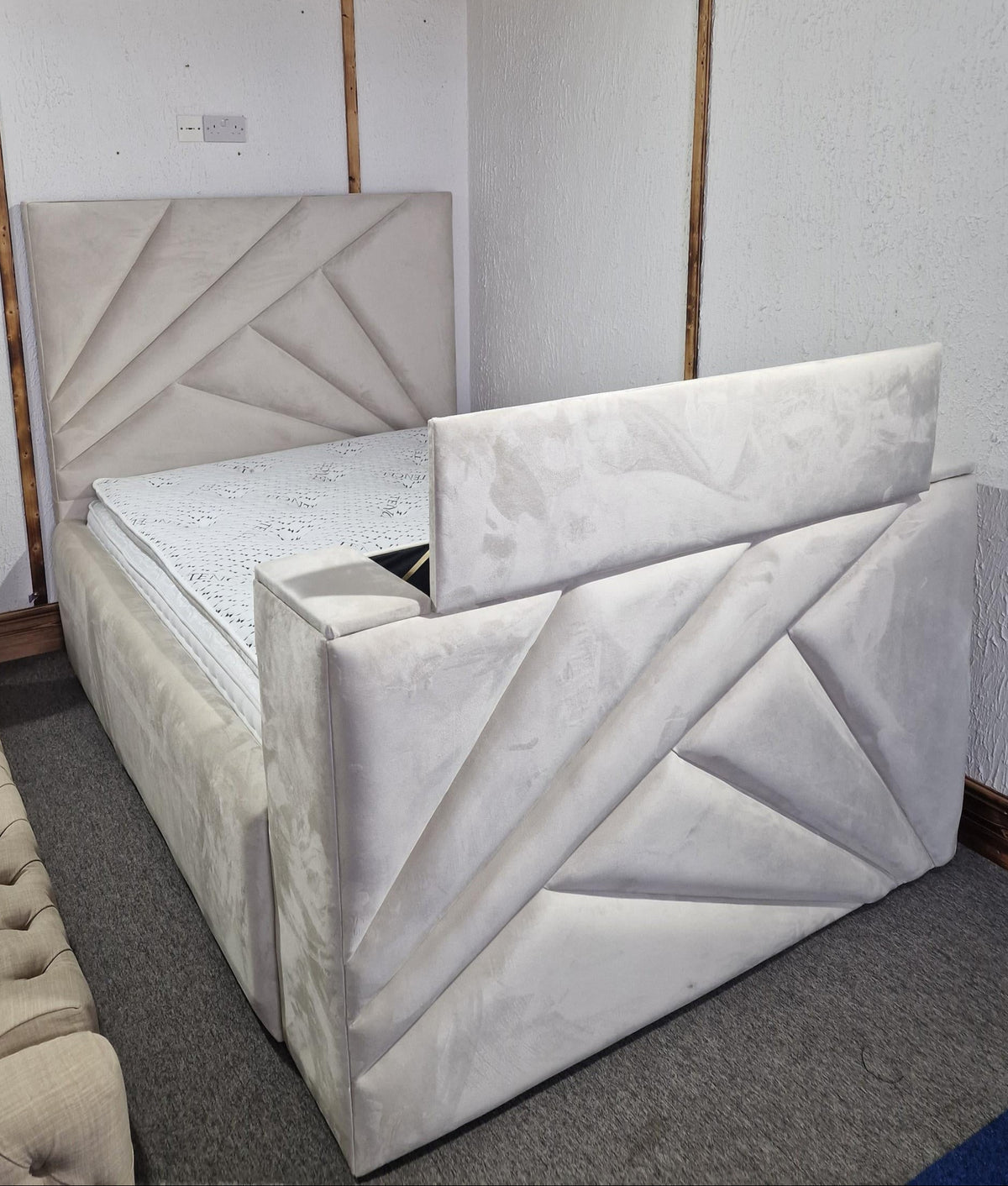 Geometric  Lined TV Bed matching foot board