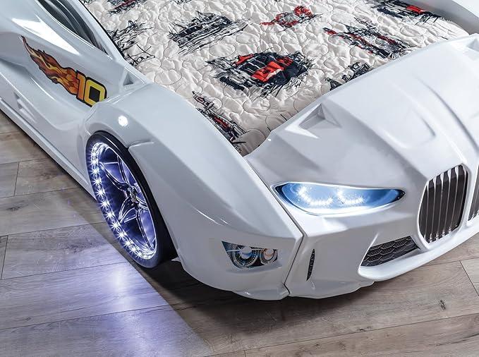 BMW Style Car Bed Single Blue White and Red