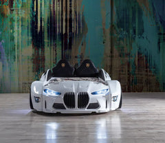 BMW Style Car Bed Single Blue White and Red
