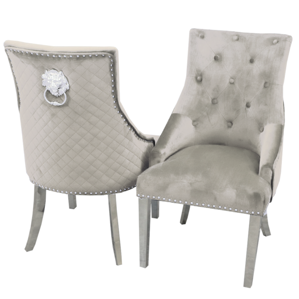 Bentley Velvet lion Knocker  Dining Chair