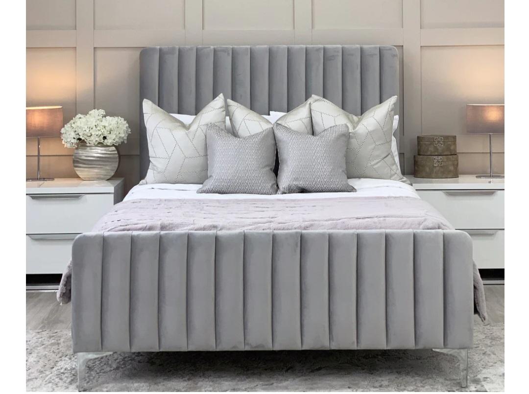 Milano modern  tubed line  upholstered bed frame