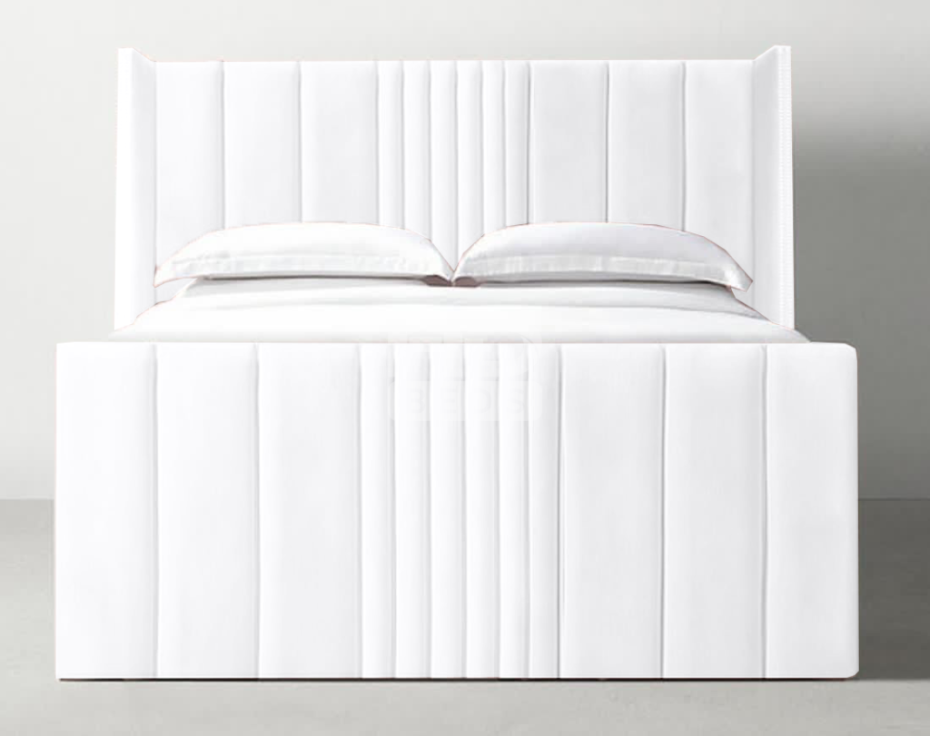 Romana slim wing back paneled tall headboard bed frame optional gas lift storage
