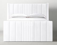 Romana slim wing back paneled tall headboard bed frame optional gas lift storage