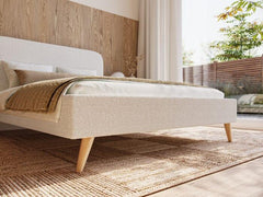 Diana Curved headboard Teddy Boucle Bed frame