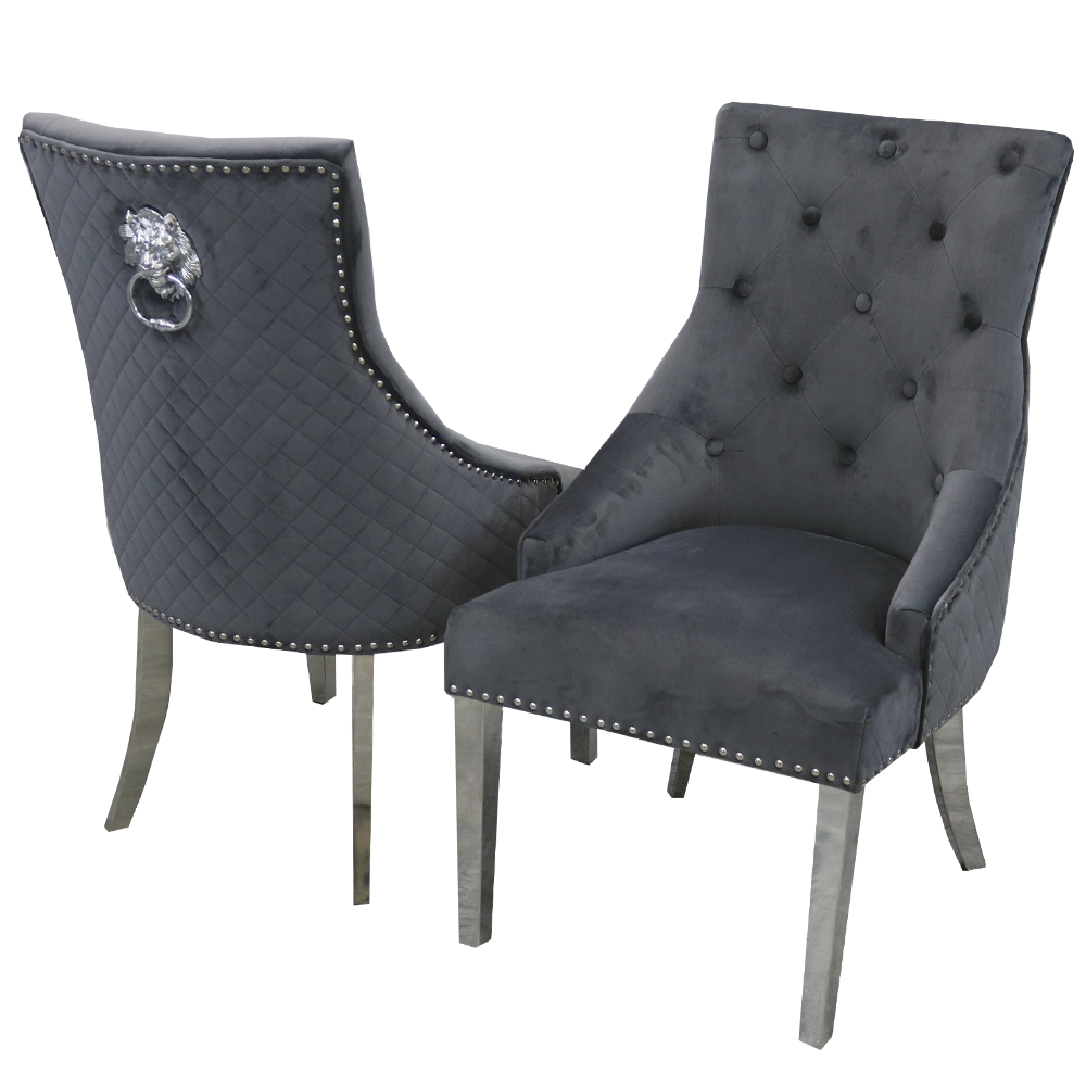 Bentley Velvet lion Knocker  Dining Chair