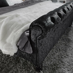 Regal Sleigh Bed frame roll top head and foot soft velvet