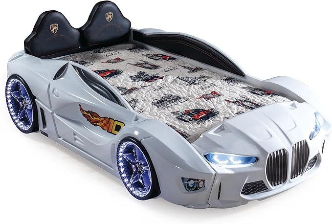 BMW Style Car Bed Single Blue White and Red