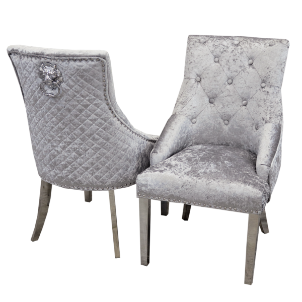 Bentley Velvet lion Knocker  Dining Chair