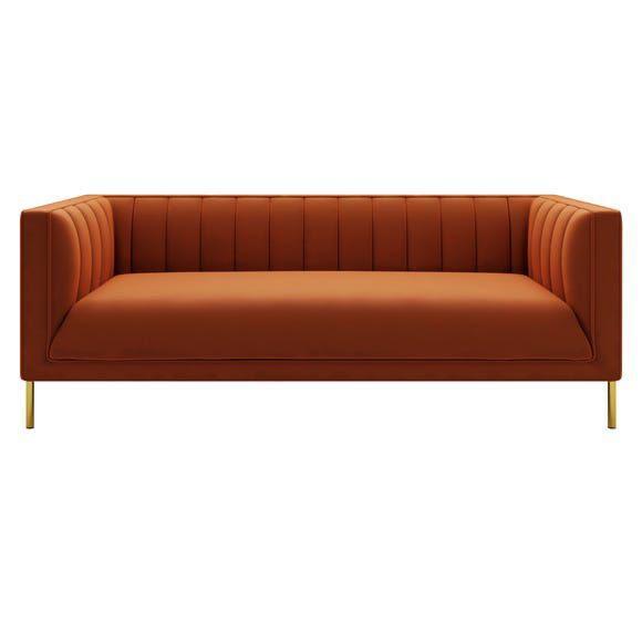 Brique Upholstered Velvet  Modern Panel Sofa
