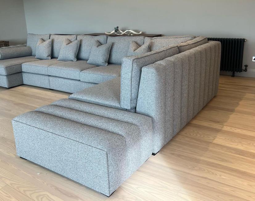 Amelia Linear U Shape Fabric Sofa Detachable Footstool
