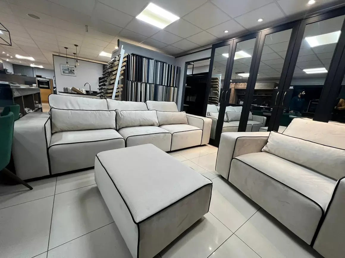 Sloane Merino 2-Tone Modular Sofa | Custom Contrast Piping | Velvet & Linen Options