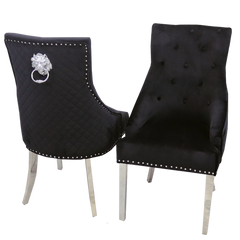 Bentley Velvet lion Knocker  Dining Chair