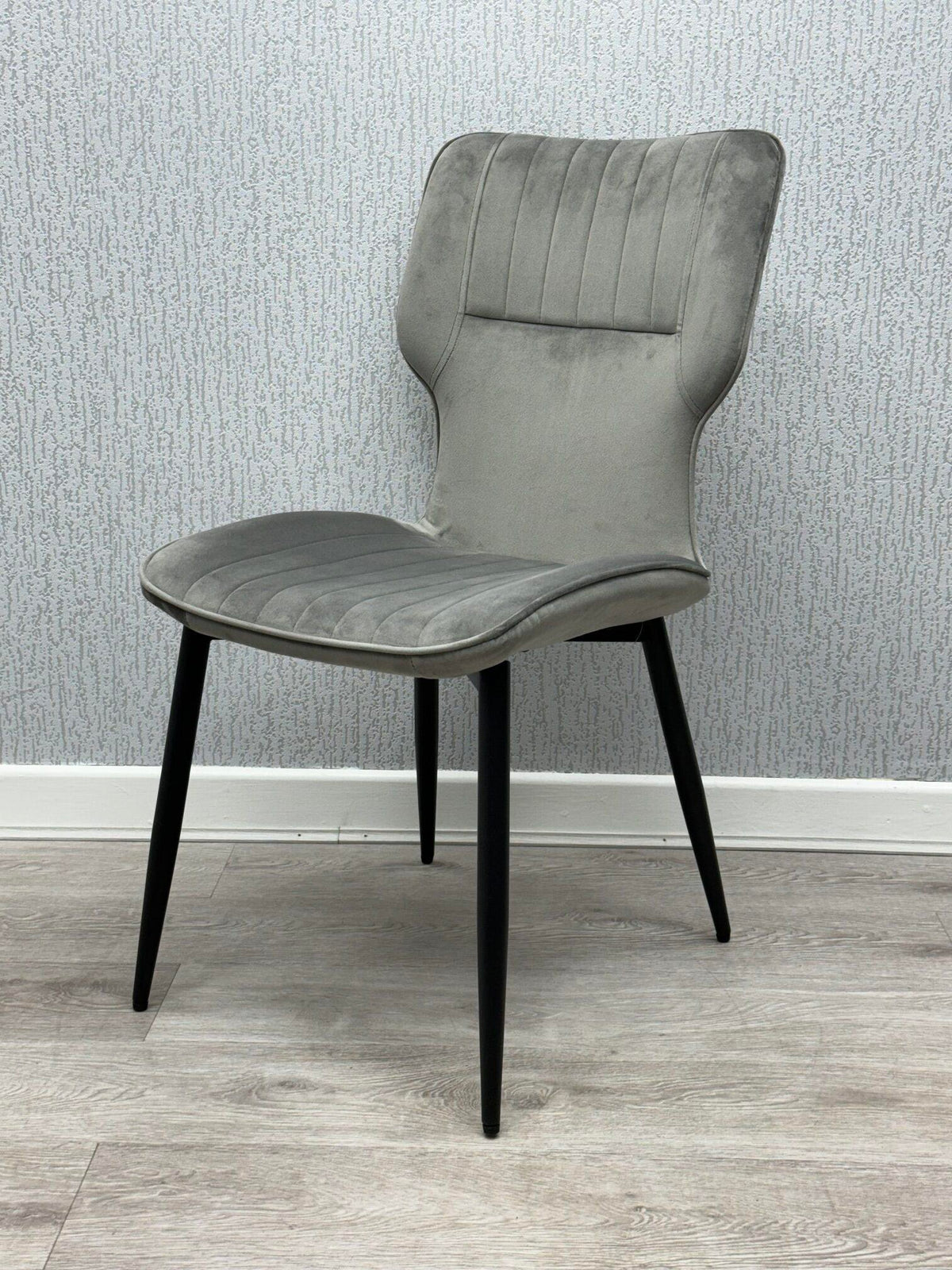 Windsor Winged Velvet Dining Chair Black Legs