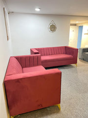 Brique Upholstered Velvet  Modern Panel Sofa