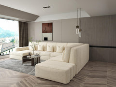 Amelia Linear U Shape Fabric Sofa Detachable Footstool