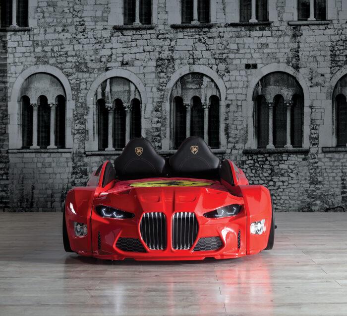 BMW Style Car Bed Single Blue White and Red