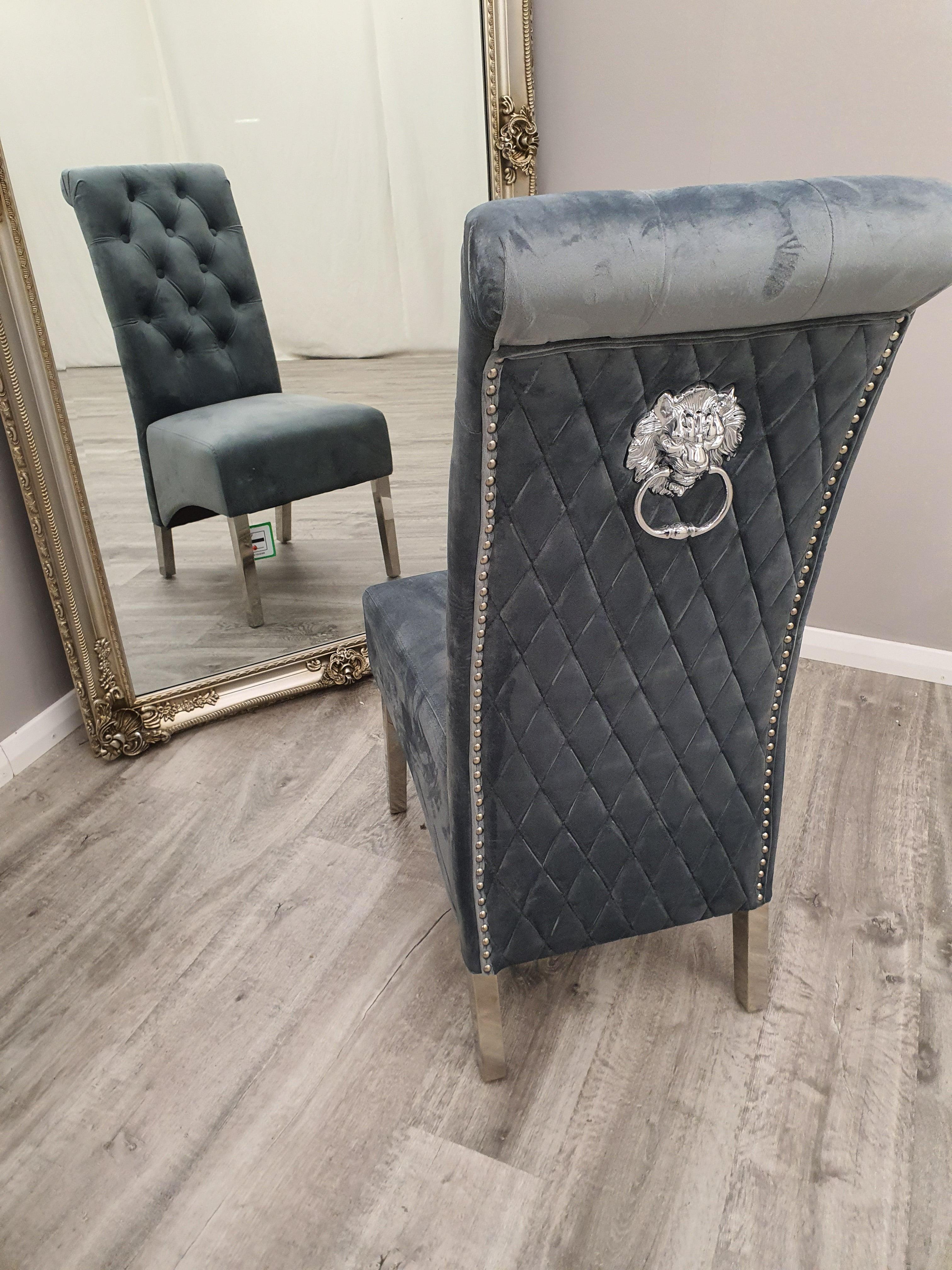 Emma Tall Velvet lion knocker dining chair