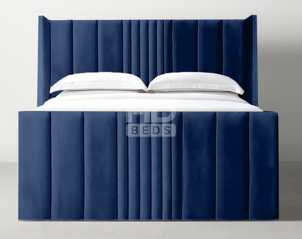 Romana slim wing back paneled tall headboard bed frame optional gas lift storage