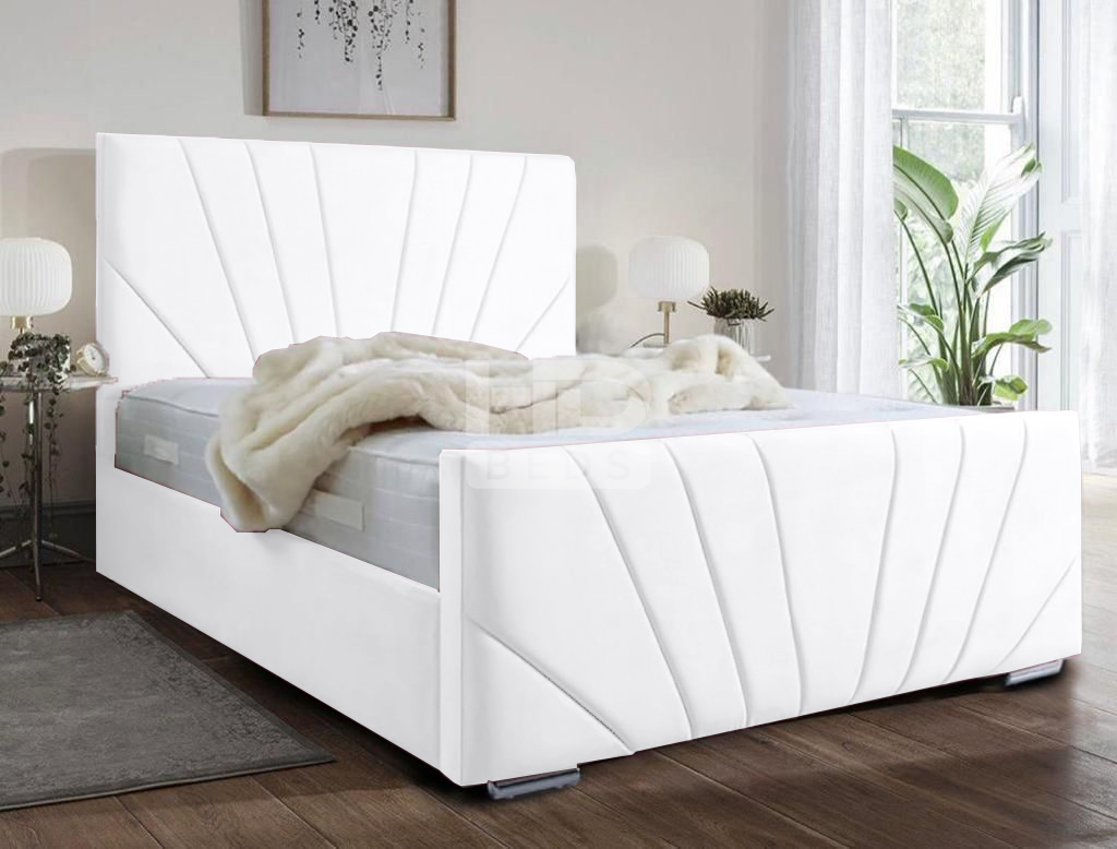 Windsor Diagonal  Lined  Art Deco Velvet  Bed frame with Optional Gas lift storage