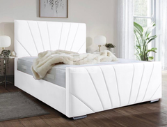 Windsor Diagonal  Lined  Art Deco Velvet  Bed frame with Optional Gas lift storage
