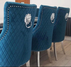 Bentley Velvet lion Knocker  Dining Chair