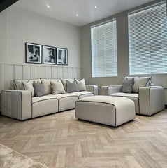 Sloane Merino 2-Tone Modular Sofa | Custom Contrast Piping | Velvet & Linen Options