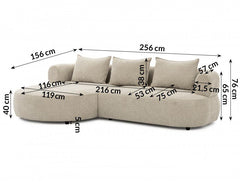 Ferro Corner Sofa Right and Left Hand Soft Beige Fabric