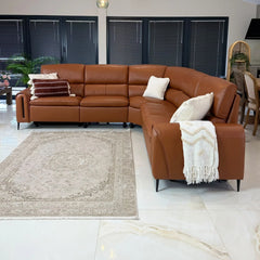 Arizona Electric Recliner Sofa Tan Large Corner 260cm x 260cm USB Ports