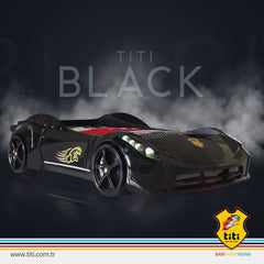 Children's Ferrari Car Bed | Sports Car Toddler Bed Frame Black White Red Grey