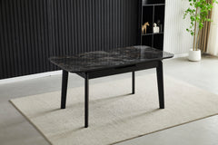 Arizona Extending Ceramic Dining Table 130–160cm – Black & Gold