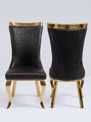 Miami Premium PU Dining Chairs – Set of 2 – Black & Gold