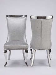 Miami Premium PU Dining Chairs – Set of 2 – Grey & Chrome