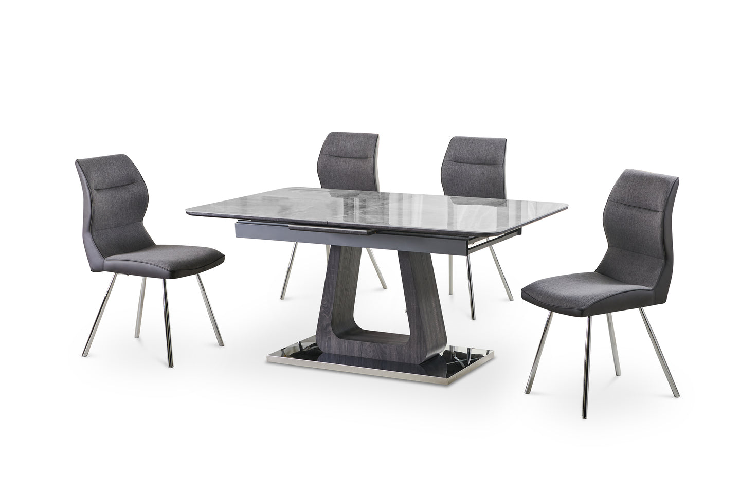Zermatt Grey Ceramic Dining Table 120cm – Table with 4 Chairs