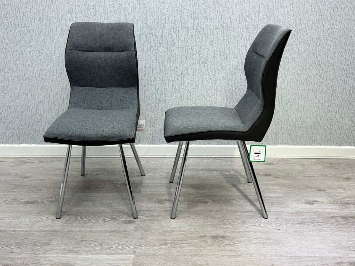 Zermatt Grey PU and Fabric Dining Chairs – Set of 2 – Grey