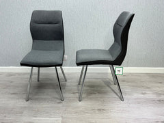 Zermatt Grey PU and Fabric Dining Chairs – Set of 2 – Grey