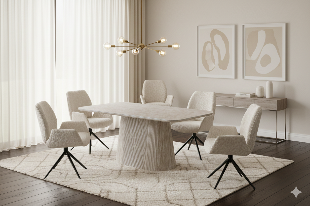 Davos Beige Ceramic Oval Dining Table 160cm