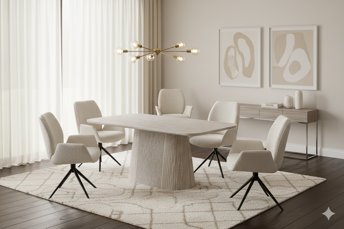 Davos Beige Ceramic Oval Dining Table 160cm