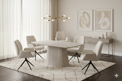 Davos Beige Ceramic Oval Dining Table 160cm
