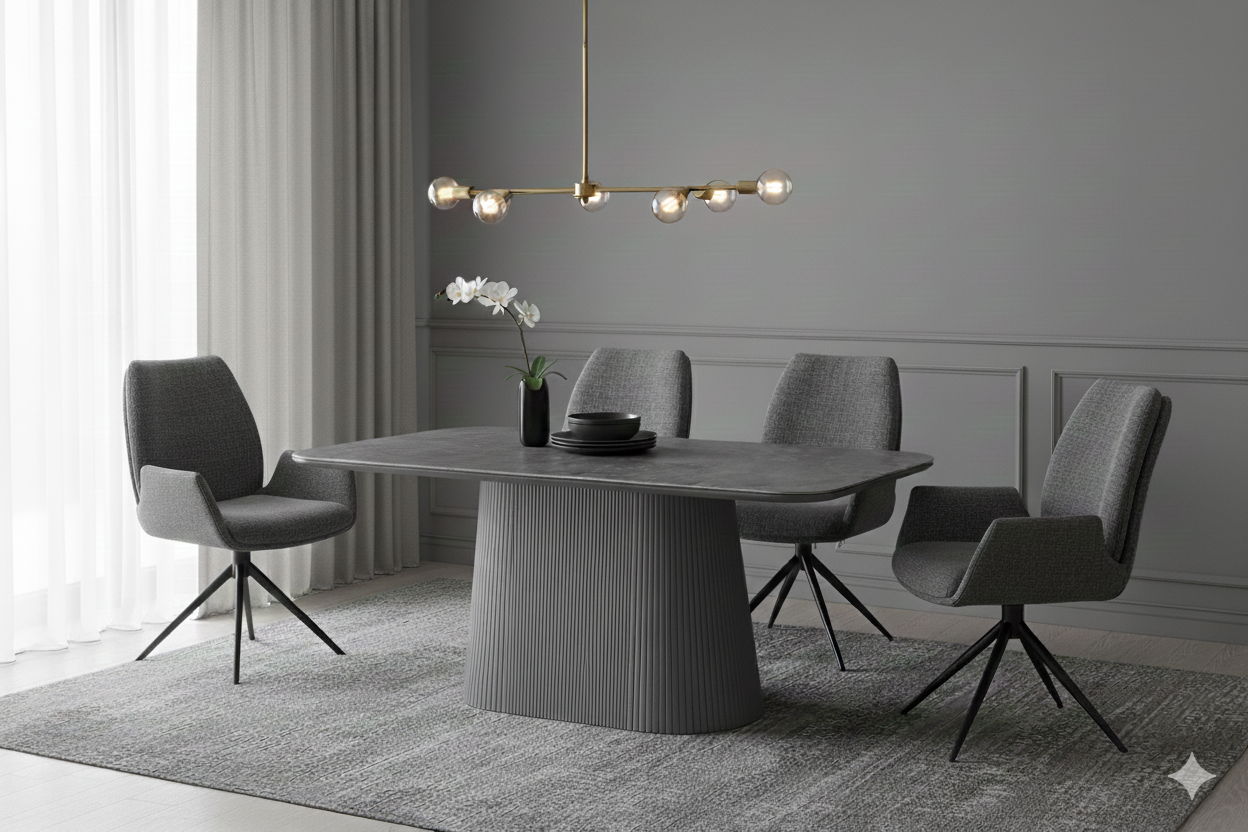 Davos Grey Ceramic Oval Dining Table 180cm