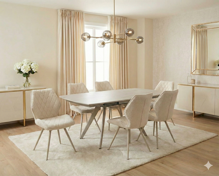 Cambridge Sintered Stone Extending Dining Table 120–180cm – Beige