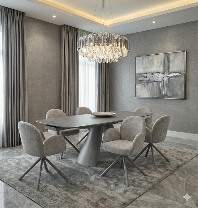 Gstaad Extendable Stone Dining Table 160–240cm – Grey