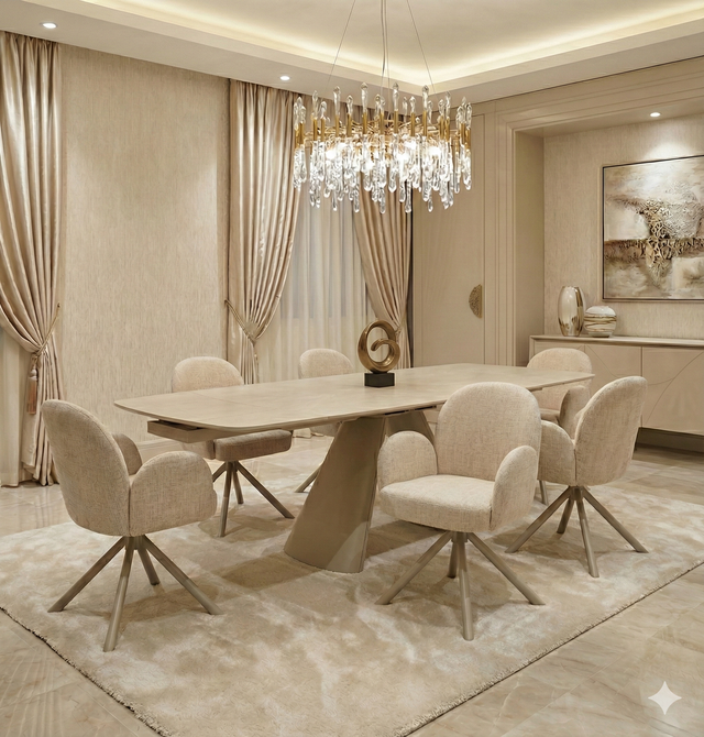Gstaad Extendable Stone Dining Table 160–240cm – Beige