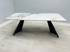 Chicago Ceramic Coffee Table – 120cm Cream & Gold
